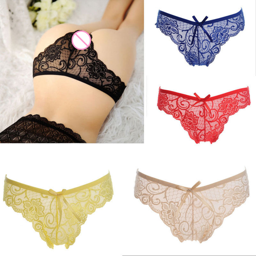 Women Sexy Lace See-through V-string Briefs Panties Thongs G-string Underwear