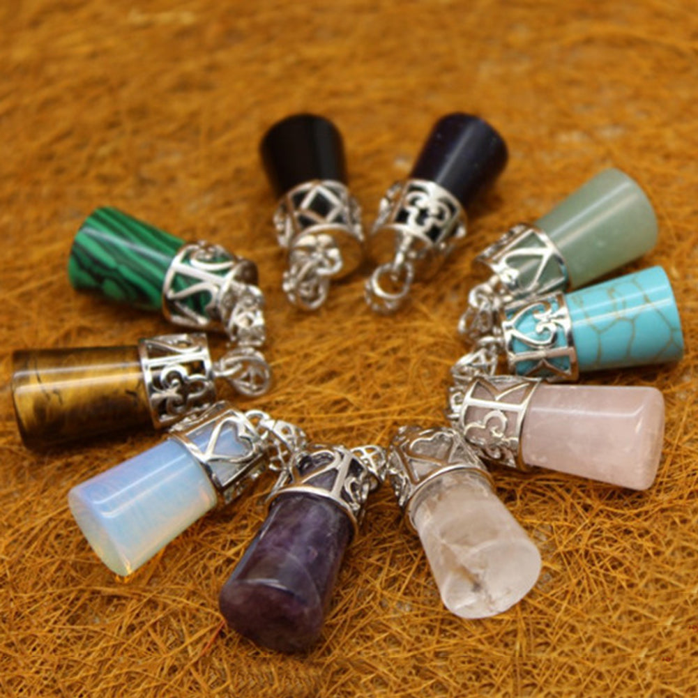 Vintage Cylinder Crystal Faux Gemstones Pendant for Necklace DIY Jewelry Making