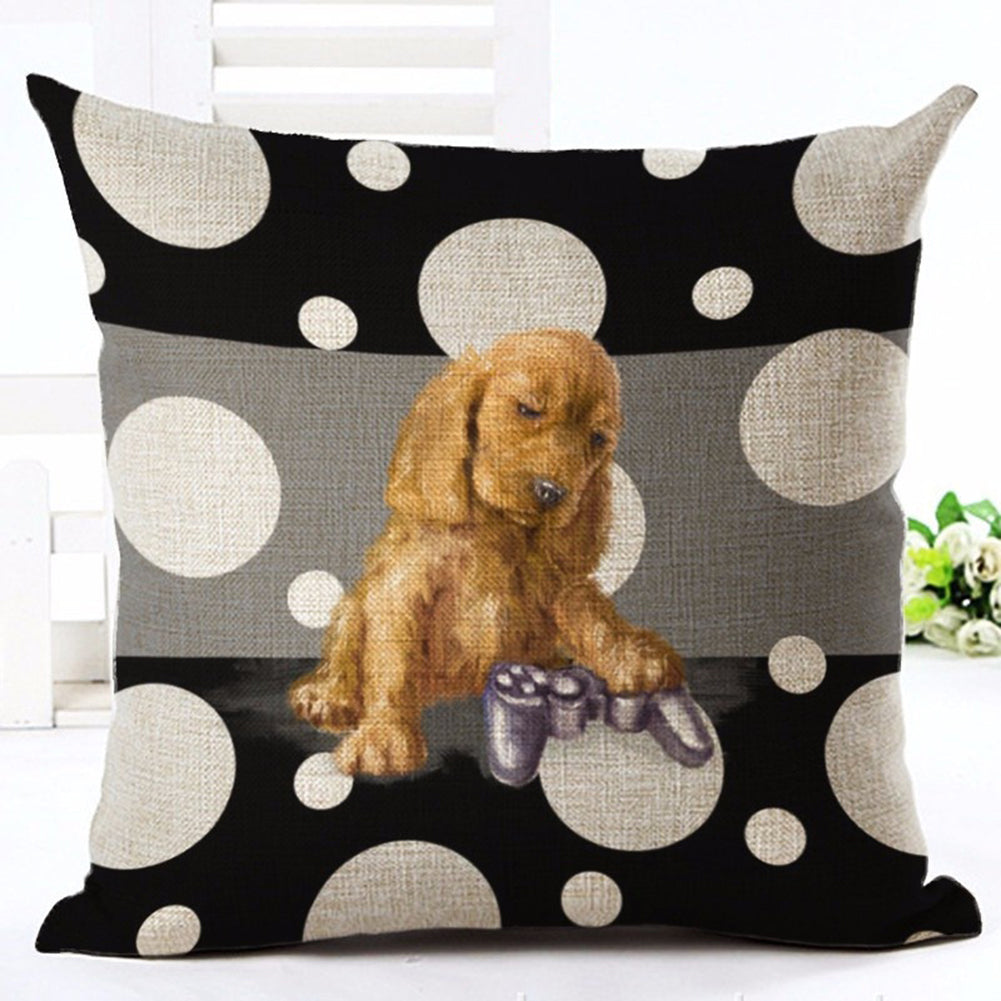 Cat Dog Pattern Linen Throw Pillow Case Sofa Bed Home Car Decor Cushion Cover