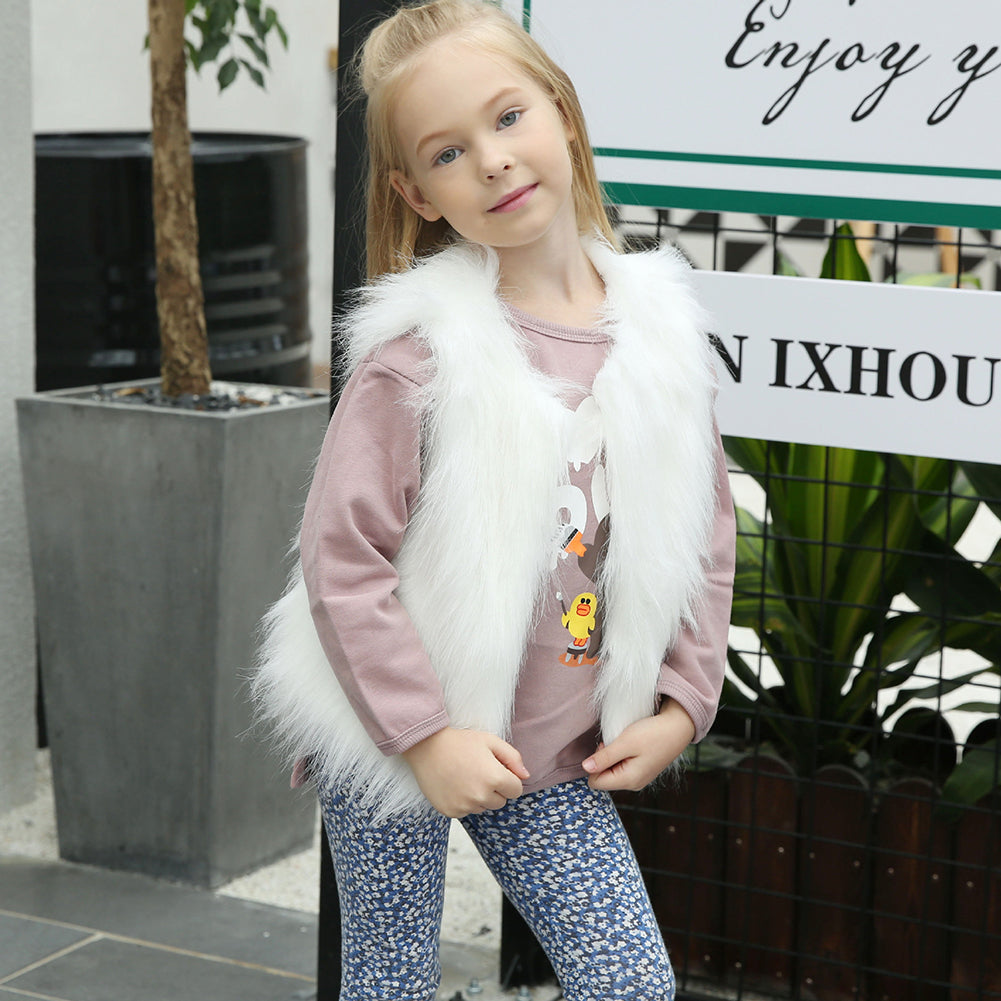 Children Kids Unisex Sleeveless Vest Winter Outwear Coat Faux Fur Baby Jacket