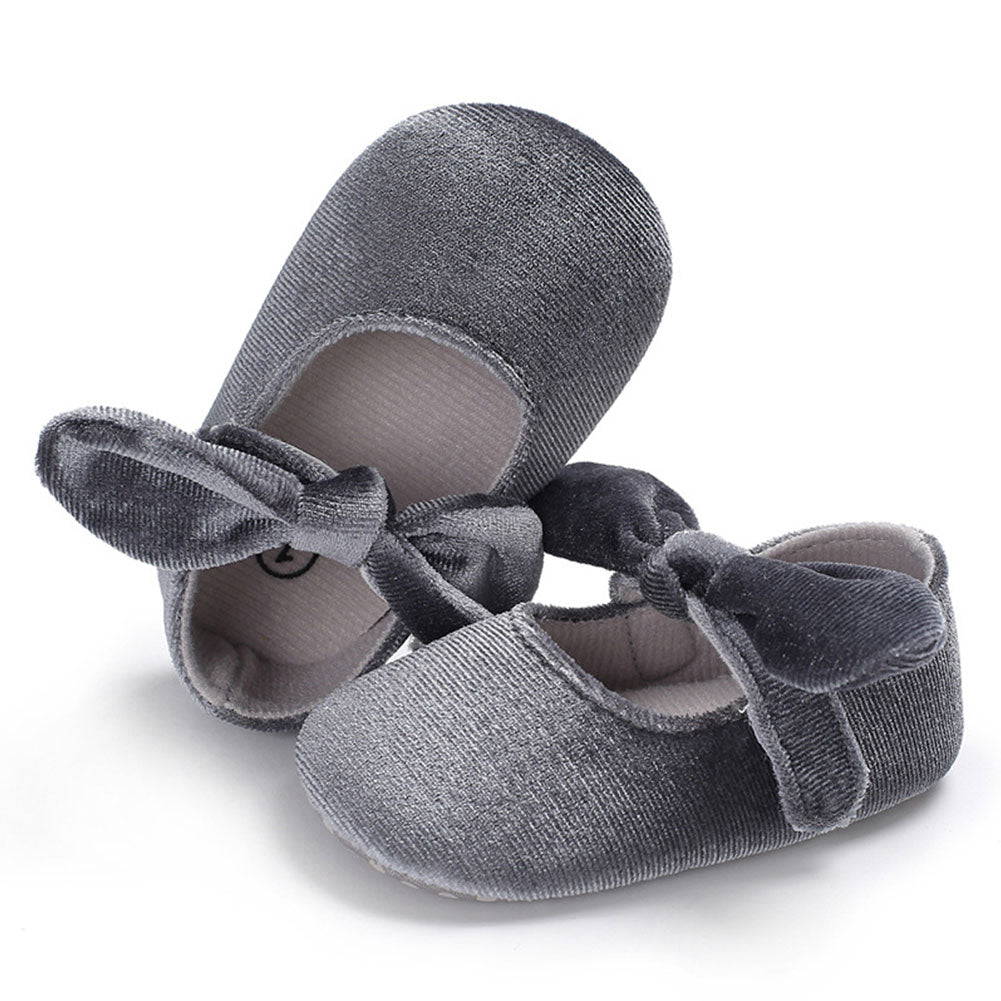 Cute Baby Girls Princess Bowknot Solid Color Soft Sole Shoes Prewalker Footwear