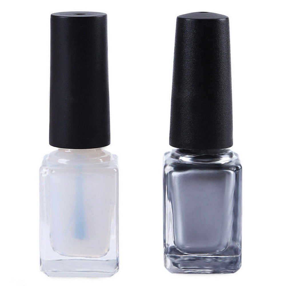 2Pcs Silver Metal Mirror Effect Metallic Nail Art Polish Varnish  and  Base Coat Nail DIY