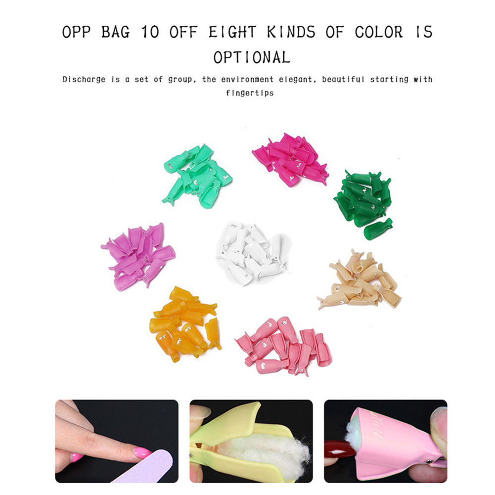 10Pcs Plastic Nail Soak Off UV Gel Art Polish Remover Wrap Gelish Clip Caps