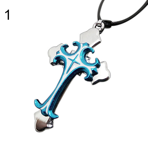 Men's Women's Unisex Stainless Steel Cross Pendant Cord Chain Necklace