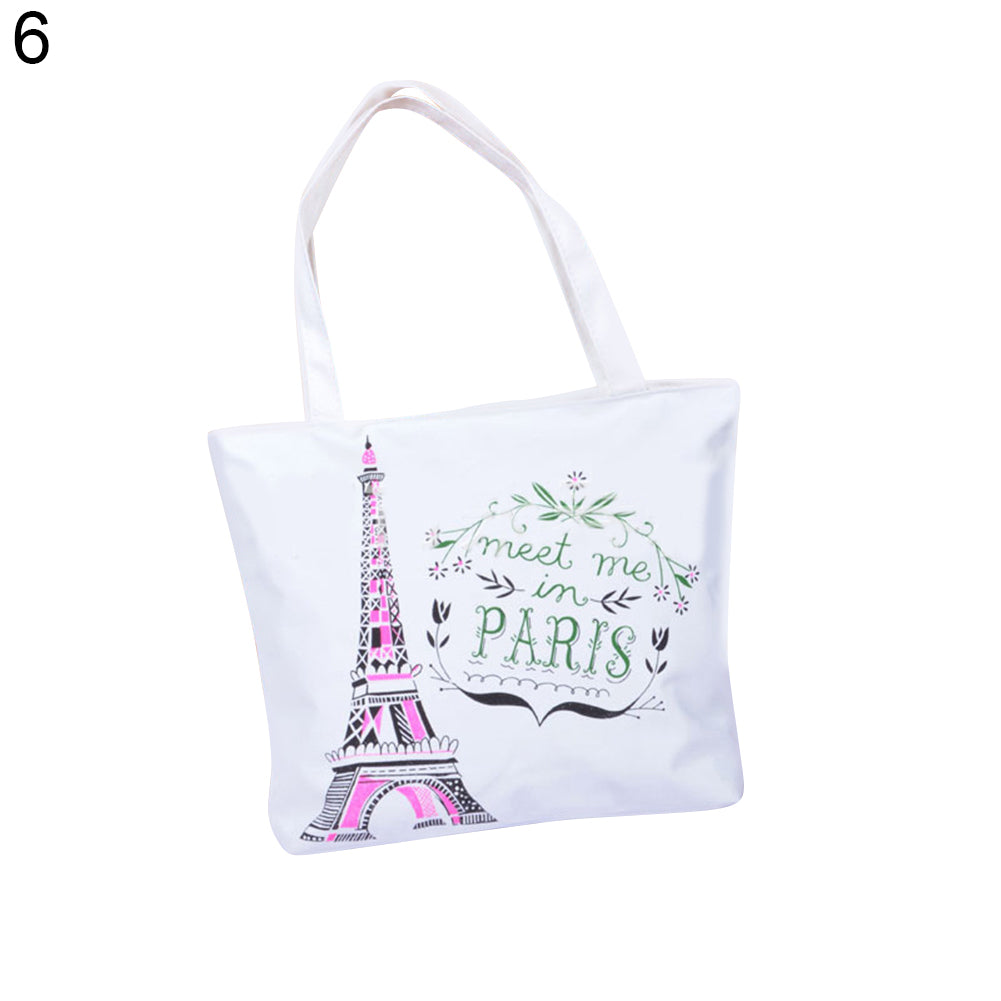 Casual Cartoon Printed Women Canvas Shopping Travel Shoulder Bag Tote Handbag