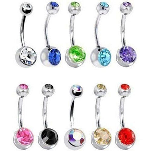 15Pcs Unisex Punk Rhinestone Belly Bars Navel Button Rings Body Piercing Jewelry