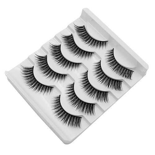 Women 5 Pairs Luxury Makeup 3D False Eyelashes Cross Natural Long Eye Lashes