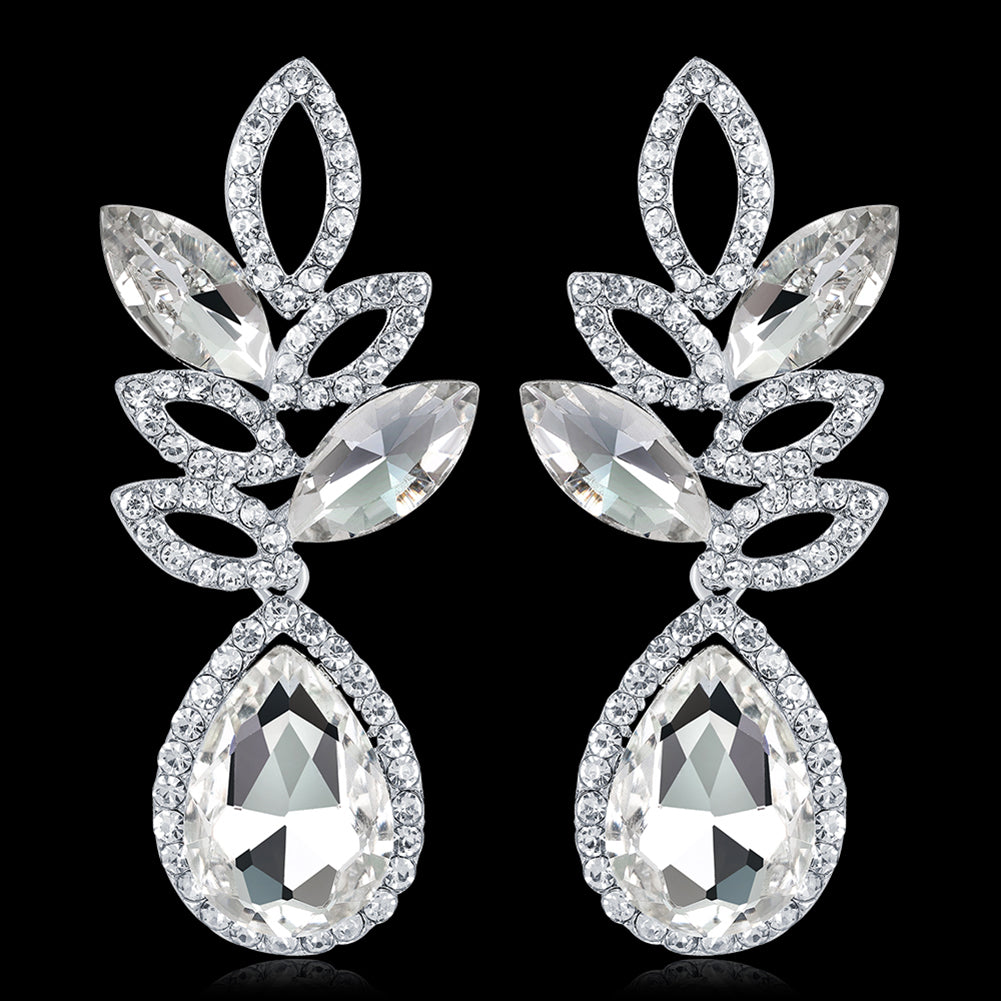 Fashion Women Shiny Rhinestone Dangle Earrings Eardrop Wedding Jewelry