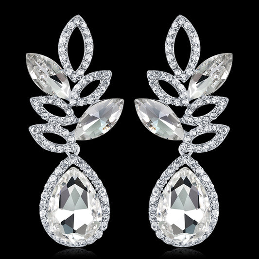 Fashion Women Shiny Rhinestone Dangle Earrings Eardrop Wedding Jewelry