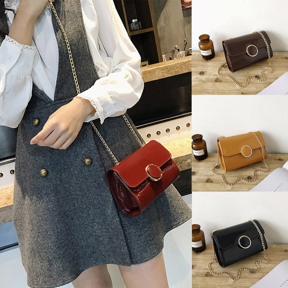 Women Single Shoulder Bag Chain Handbag Fashion Tote Purse Solid Color Gift