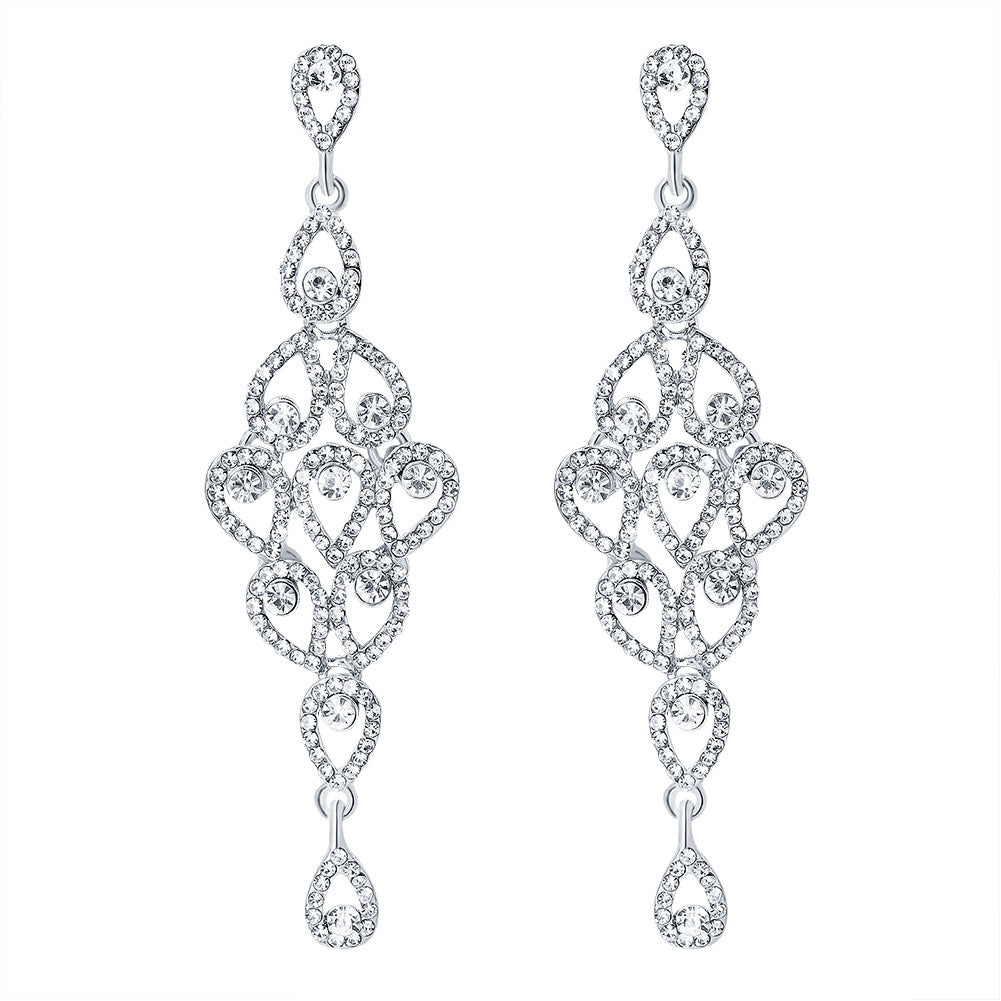 Fashion Waterdrops Rhinestone Long Dangle Women Earrings Party Jewelry Decor