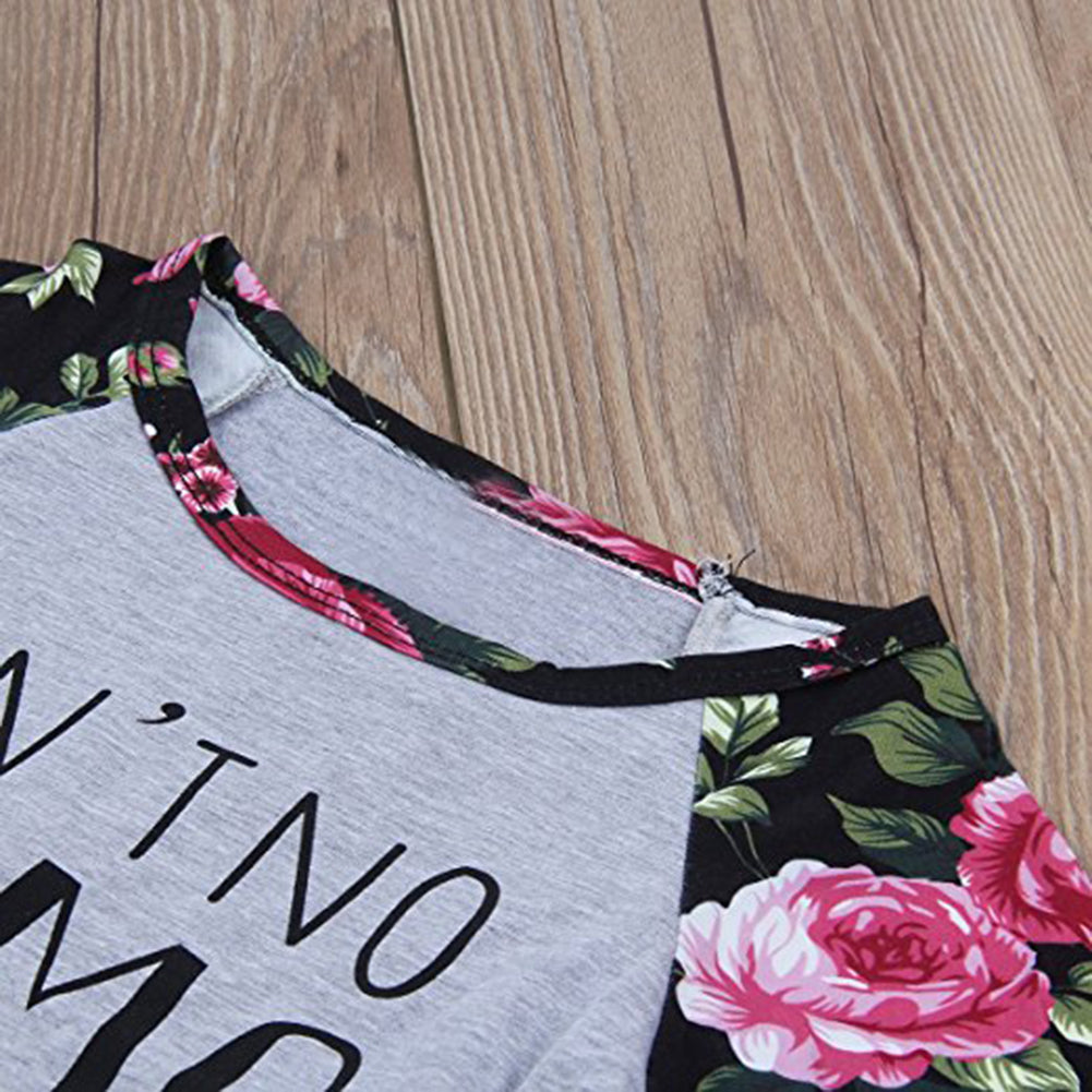 Baby Kids Girls Letters Floral Long Sleeve Autumn Pullover Pants Headband Outfit