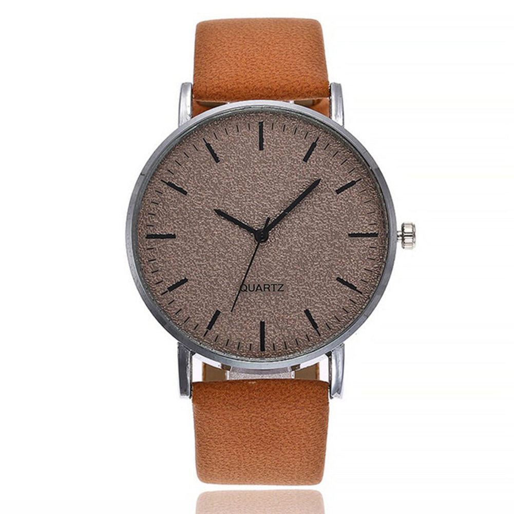 Simple Women Men Analog Quartz Round Dial Faux Leather Strap Wrist Watch Gift