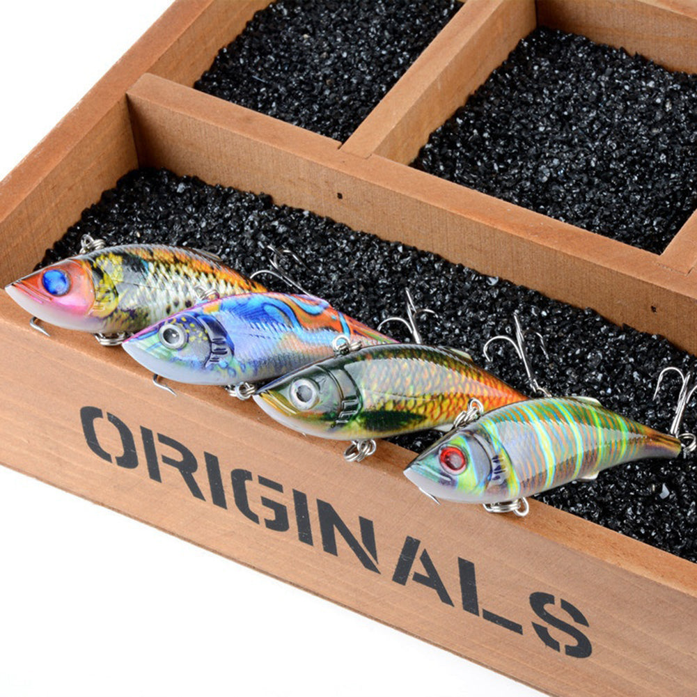 Colorful Painted Bionic Fish Shape 3D Eyes Fishing Hard Lure Bait Hooks Tool