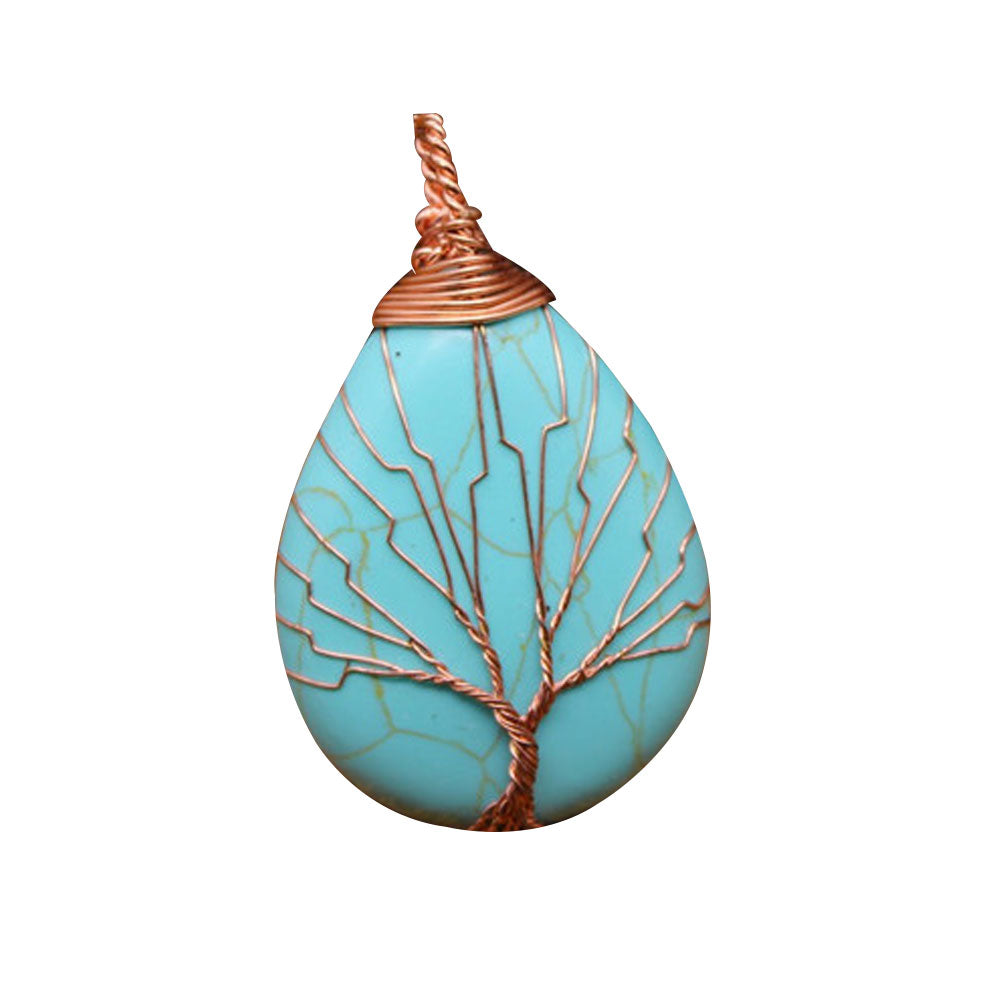 Natural Stone Waterdrop Shape Pendant Charm Necklace Jewelry DIY Accessory