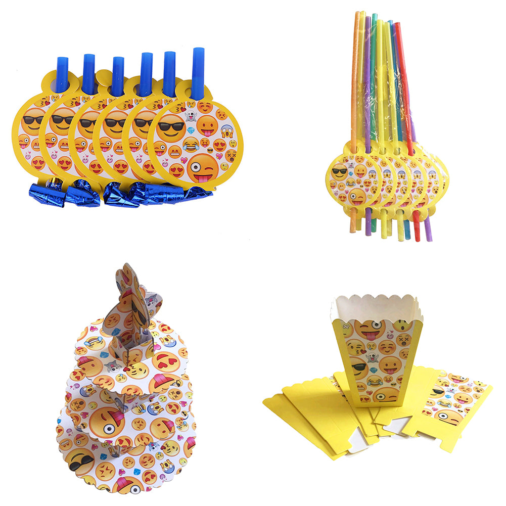 Cute Emoji Smile Cry Baby Kids Birthday Party Event Decoration Supplies Set