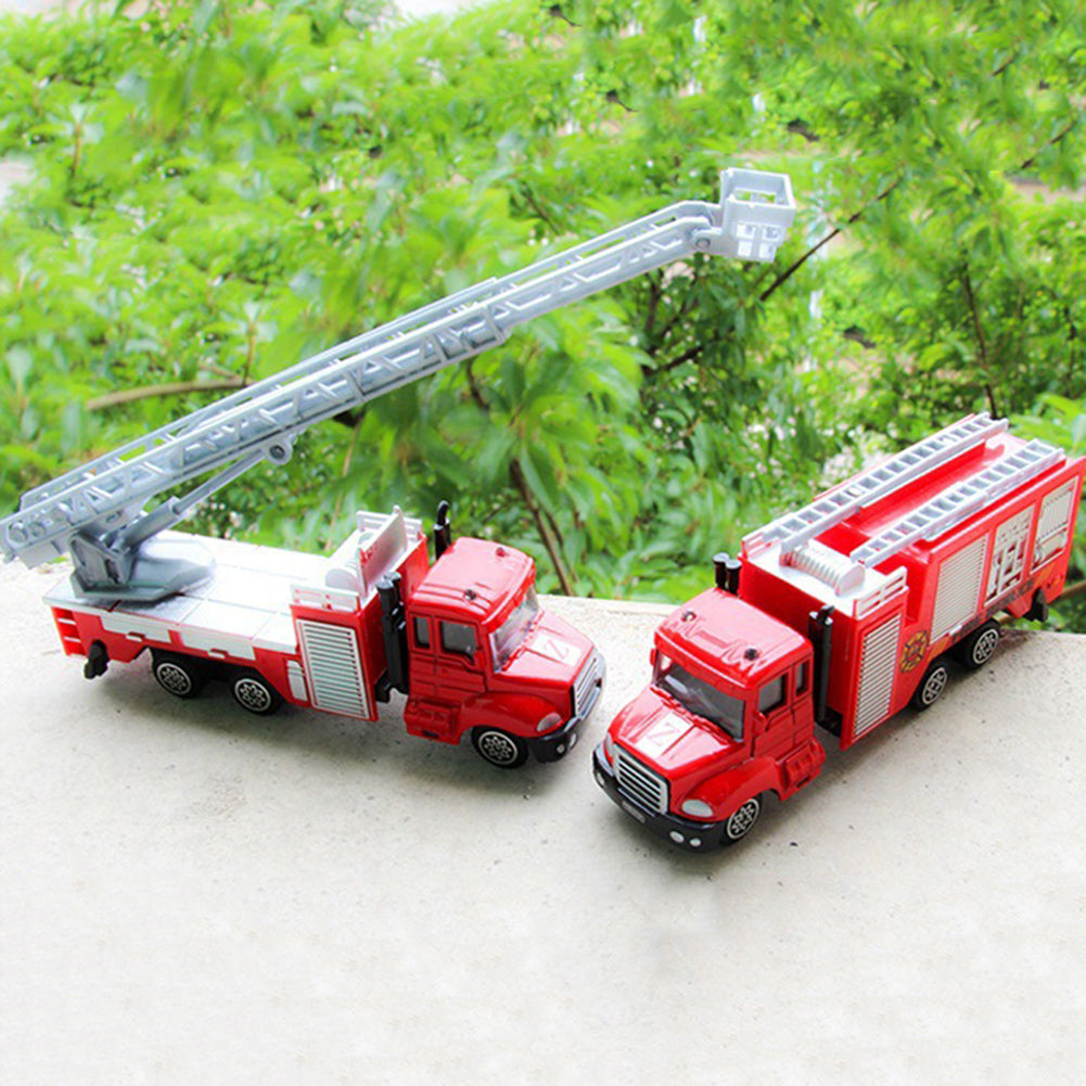 Mini 1:64 Scale Aerial Ladder Fire Truck Simulation Car Model Children Kids Toy