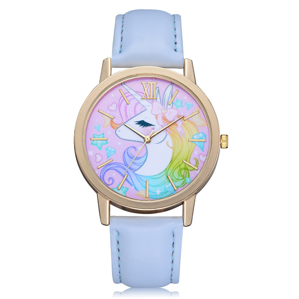 Local Store Fashion Cute Animal Kids Girls Leather Band Analog Alloy Quartz Watch