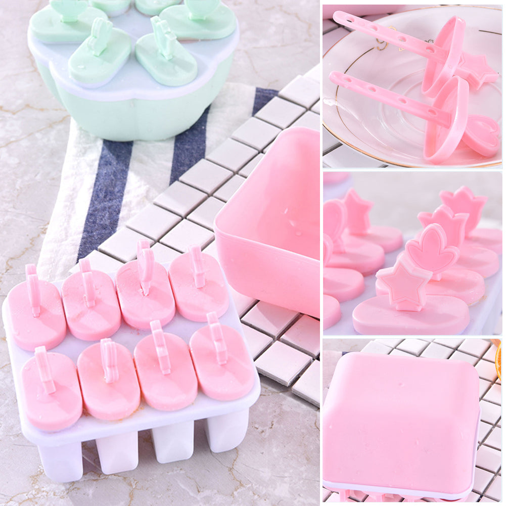 Plastic Popsicle Ice Cream Mold Maker Tray Cube DIY Kitchen Tool with Cover