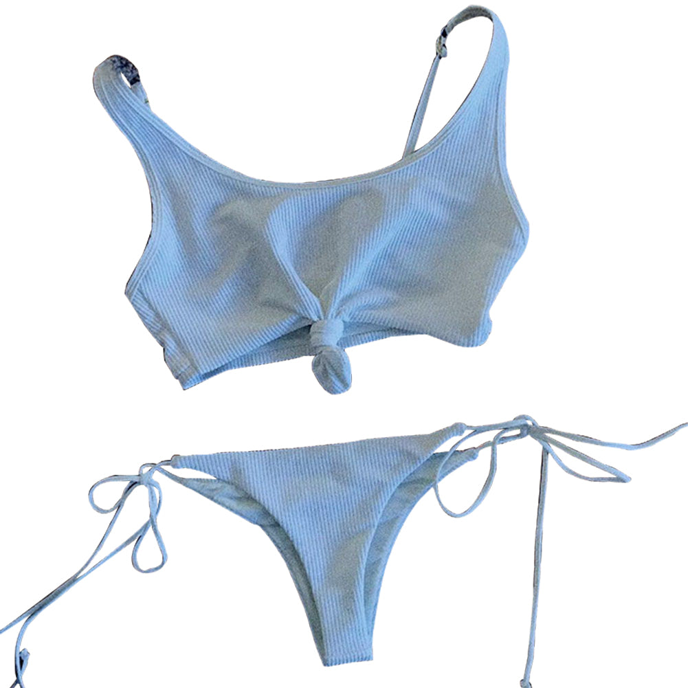 Fashion Women's Bikini Set Bandage Push Up Bra Briefs Solid Color Beachwear