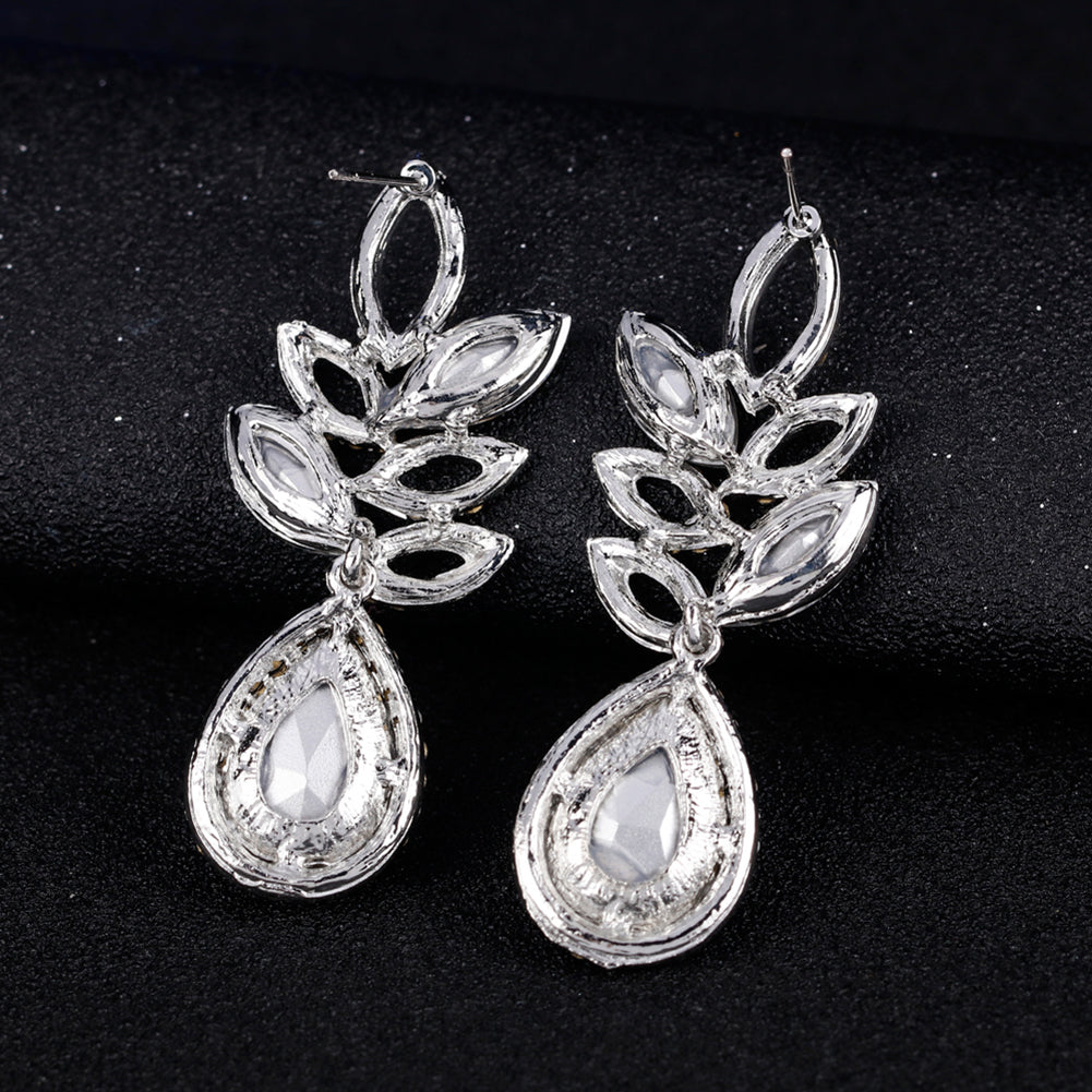 Fashion Women Shiny Rhinestone Dangle Earrings Eardrop Wedding Jewelry