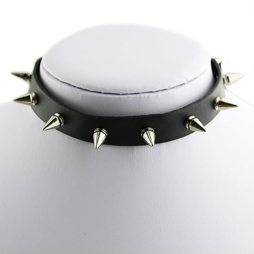 Gothic Men Women Unisex Faux Leather Spike Rivet Choker Punk Necklace Jewelry