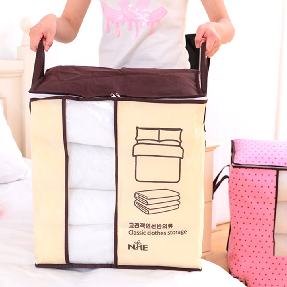 Non-Woven Fabric Clothes Quilt Bedding Zipper Storage Bag Holder Pouch Organizer