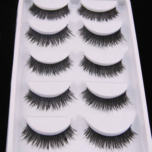 5 Pairs Natural Thick Cross Handmade Eye Lashes Extension Makeup False Eyelashes