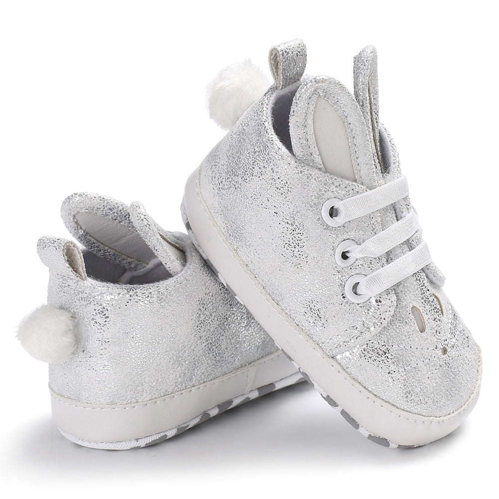 Toddler Infant Kid Girl Cute Rabbit Ear Sneakers Shiny Faux Leather Baby Shoes