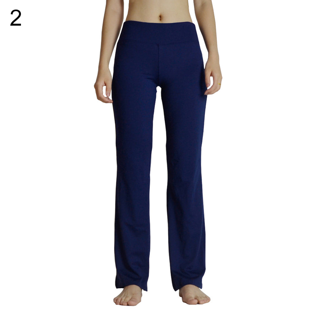 Solid Color Elastic Women's Gym Fitness Yoga Casual Loose Long Pants Trousers