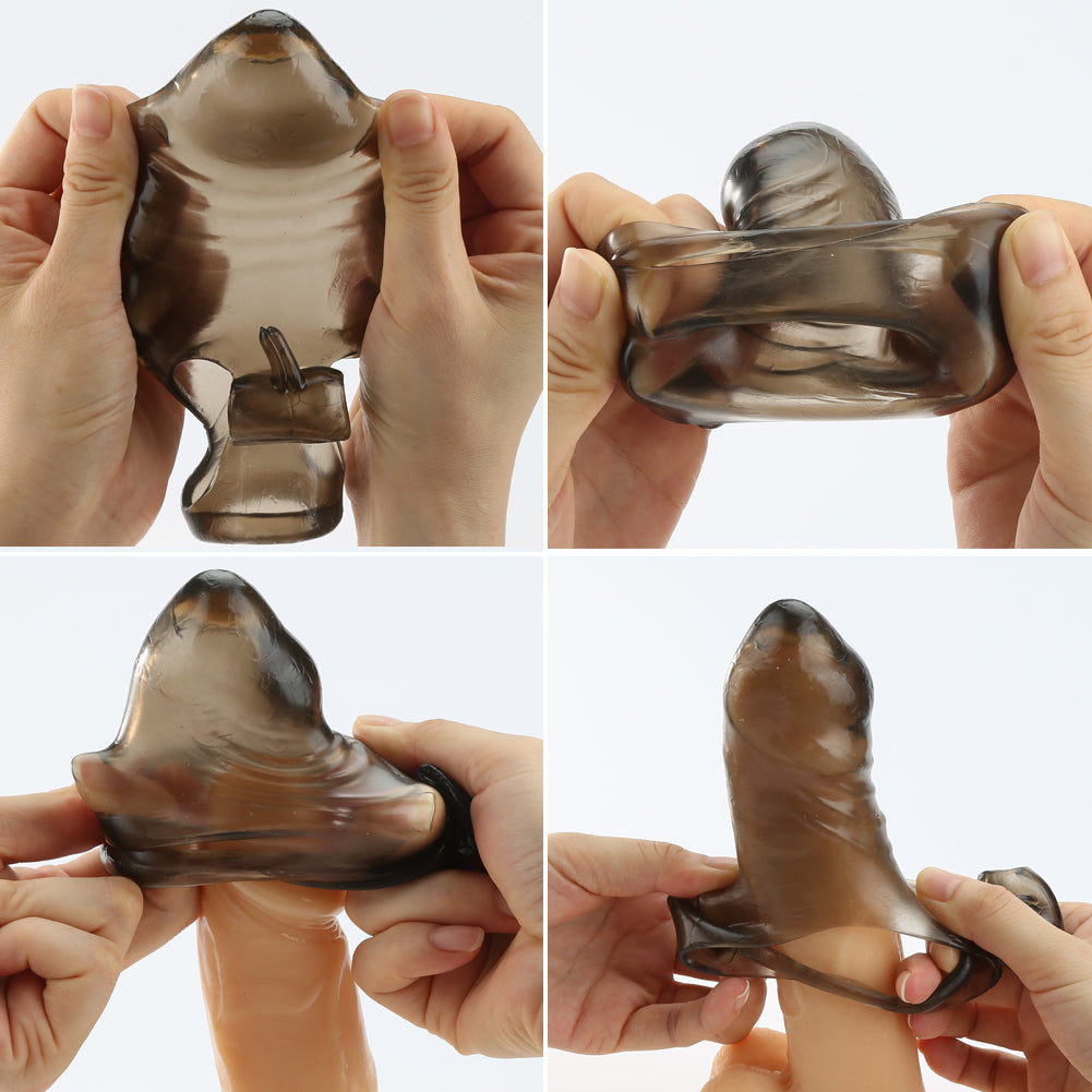 Clear Reusable Penis Electric Extension Shock Delay Ejaculation Male Sex Toy