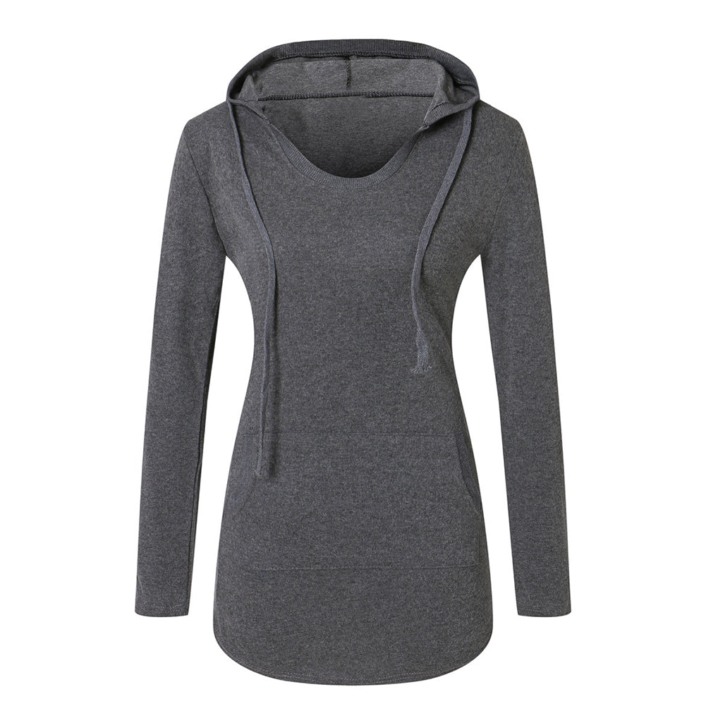Long Sleeve Sweatshirt Women's Hoodie Pocket Slim Pullover Jumper Hooded Top