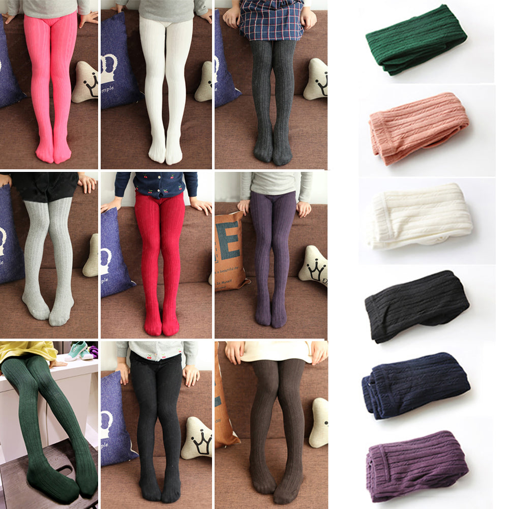 Kids Girls Solid Color Warm Cotton Pantyhose Dance Long Socks Stockings Leggings