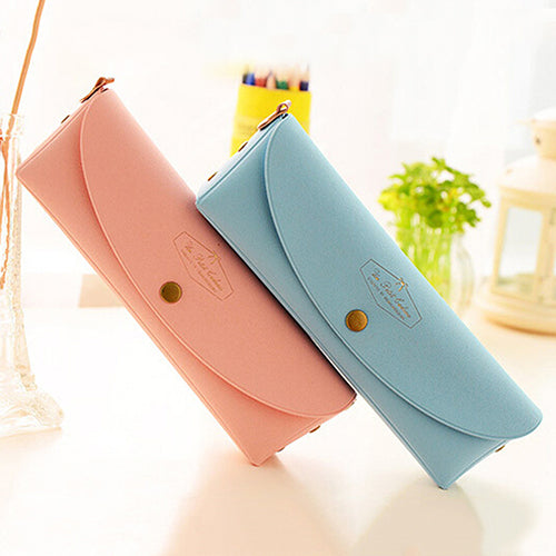 Creative Candy Color Pencil Case Kawaii Concise Multi-fonction Pencil Bag