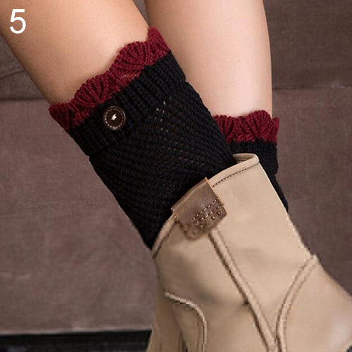 Women Crochet Knitted Lace Trim Boot Cuffs Toppers Leg Warmers Winter Socks