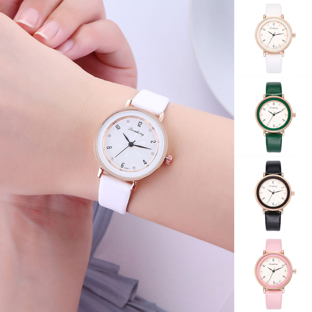 Women Fashion Rhinestone Inlaid Quartz Arabic Numbers Shopping Date Wrist Watch