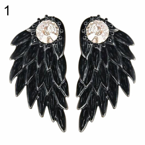 Women's Angel Wings Rhinestone Inlaid Alloy Ear Studs Party Jewelry Earrings