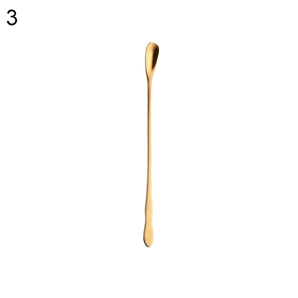 Stainless Steel Gourd Handle Ice Cream Dessert Scoop Coffee Drink Stir Spoon
