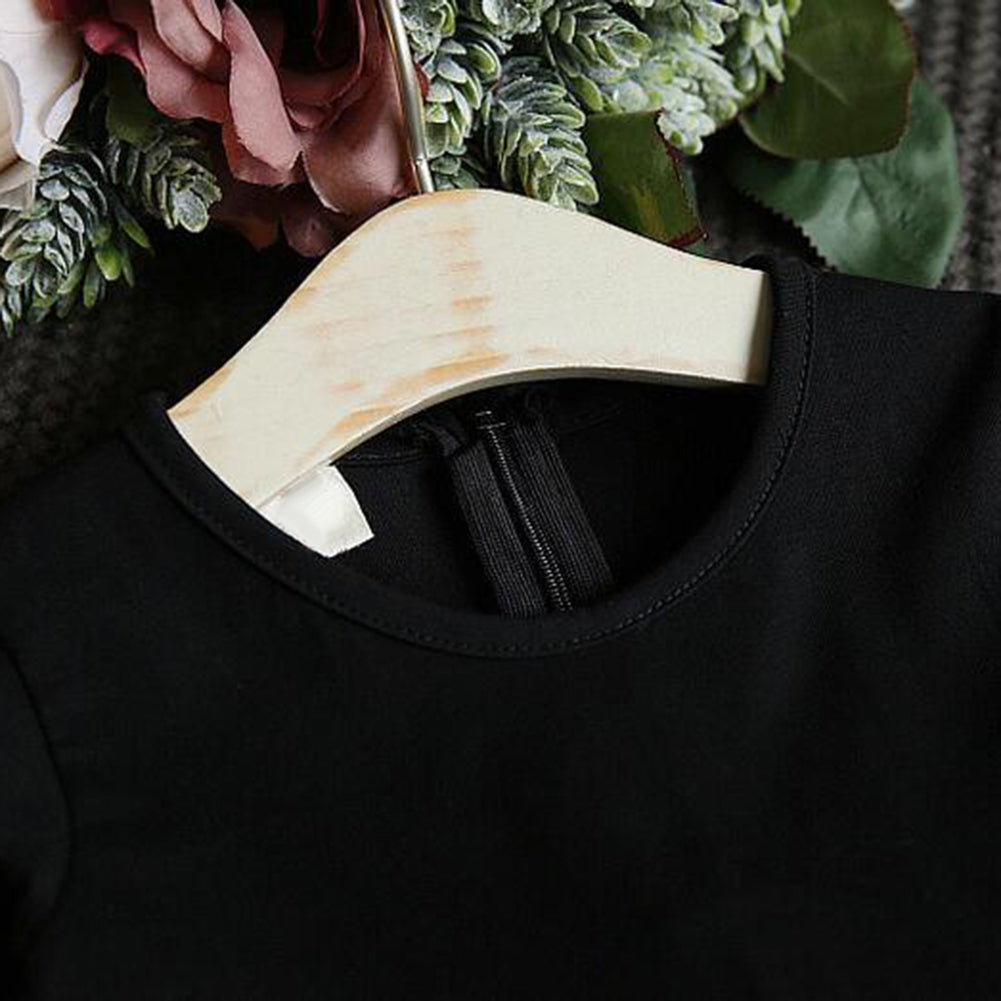 Autumn Winter Girl Long Sleeve Colorful Polka Dot Mini Dress with Belt Necklace