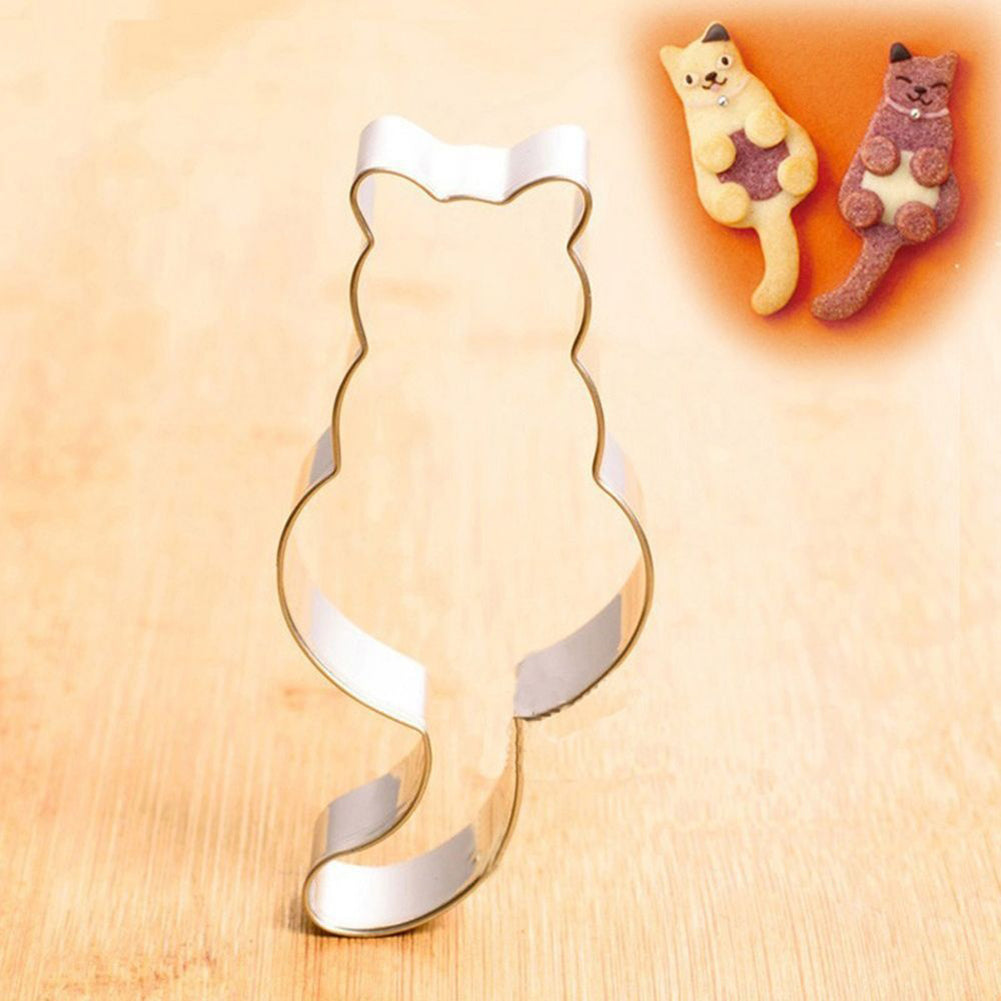 Cute Cat Shape Stainless Steel Baking Cake Mould Chocolate Cookies Cutter Mold