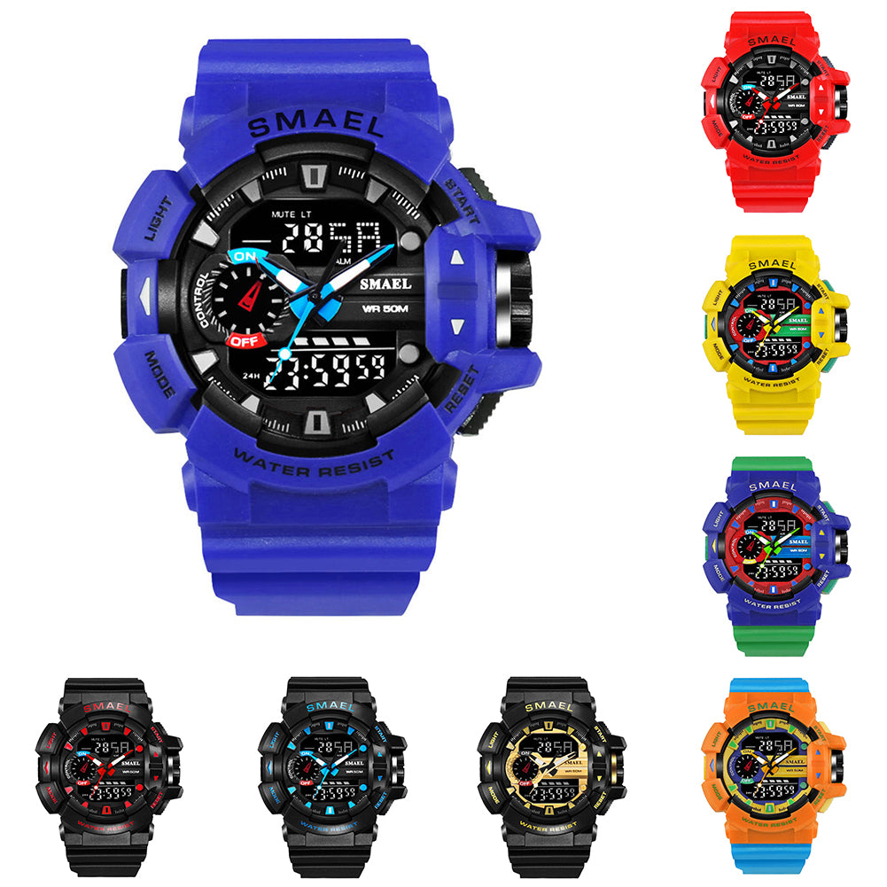 Fashion Men Sport Waterproof Shockproof Dual Display LED Digital Wrist Watch