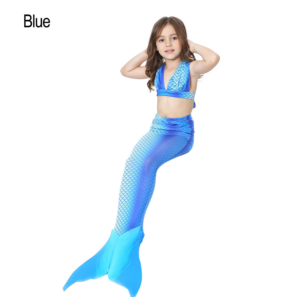 Little Girls Swimming Mermaid Tail Cosplay Swim Bikini Set Costume Sexy Swimwear