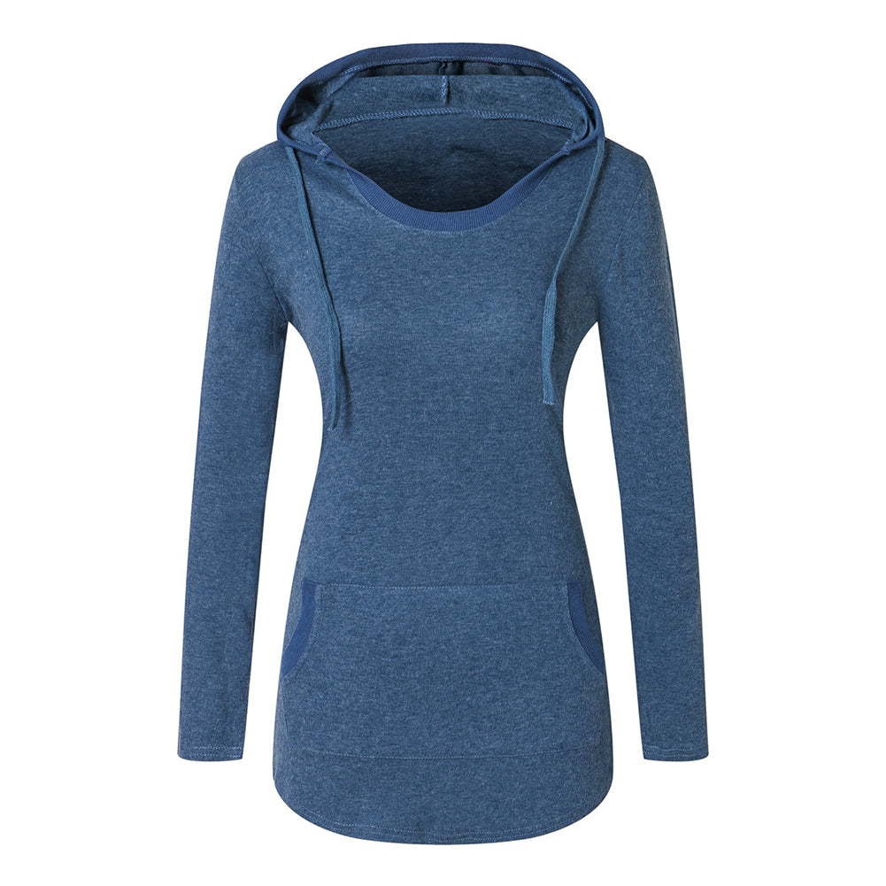 Long Sleeve Sweatshirt Women's Hoodie Pocket Slim Pullover Jumper Hooded Top