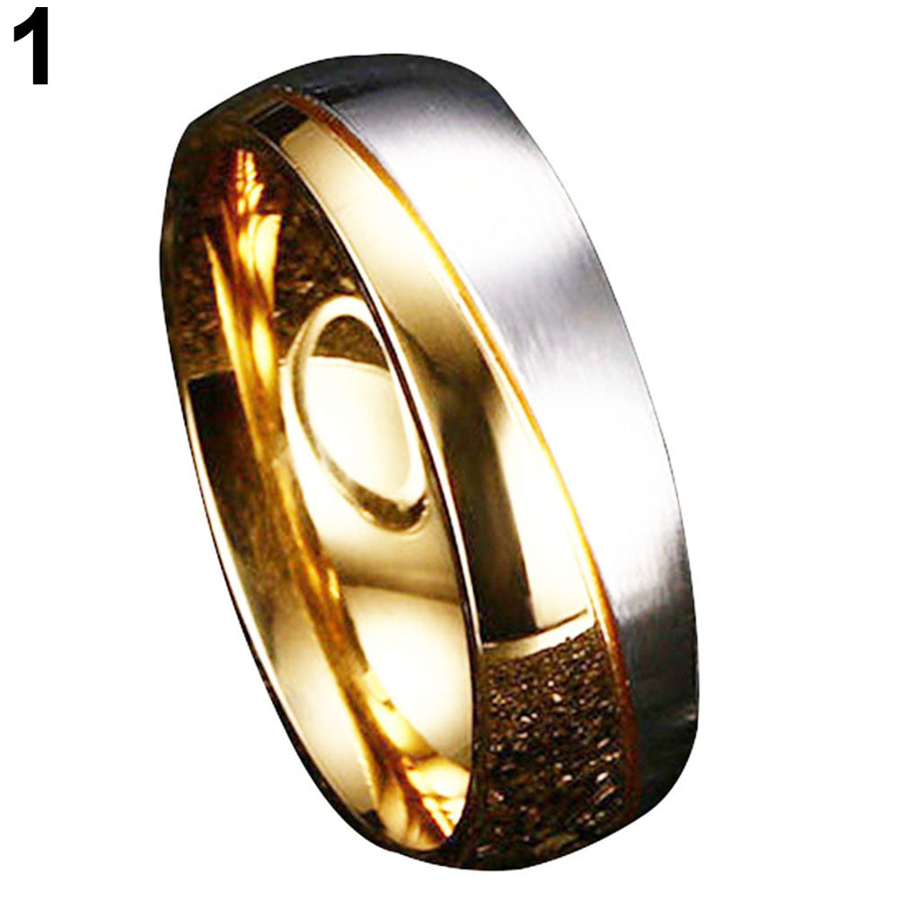 Fashion Gold Plated Titanium Steel Lover Ring Wedding Band Bridal Jewelry Gift