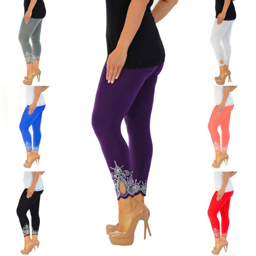 Women Casual Printing Slim Elasticity Leggings Skinny Pants Trousers Tights