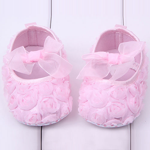Toddler Baby Girls' Sweet Bowknot Rose Princess Shoes Prewalkers Soft Sole Flats