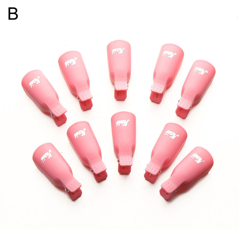 10Pcs Plastic Nail Soak Off UV Gel Art Polish Remover Wrap Gelish Clip Caps