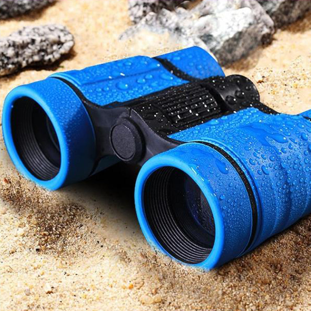 4X Magnification 30mm Objective Colorful Kids Child Mini Compass Binoculars Toy
