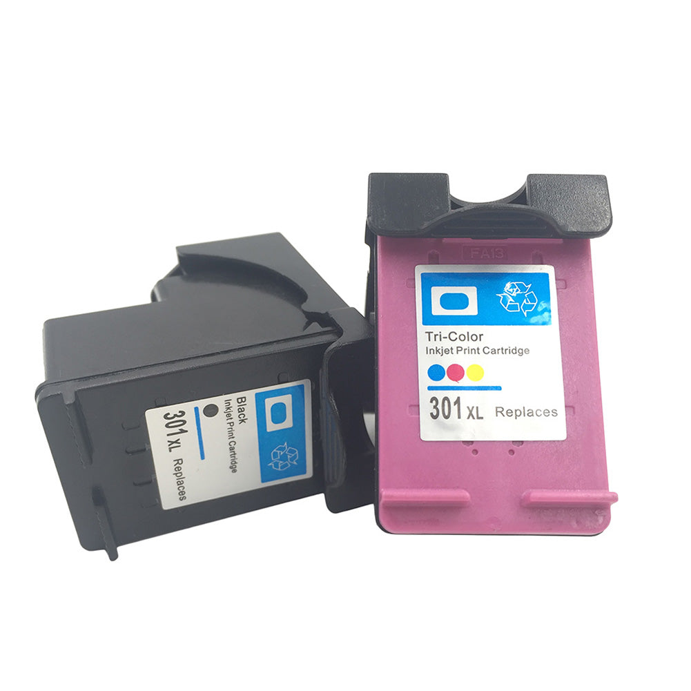 2Pcs Non-OEM Ink Print Cartridge Alternative for HP 301/301XLBK/301XLC Deskjet