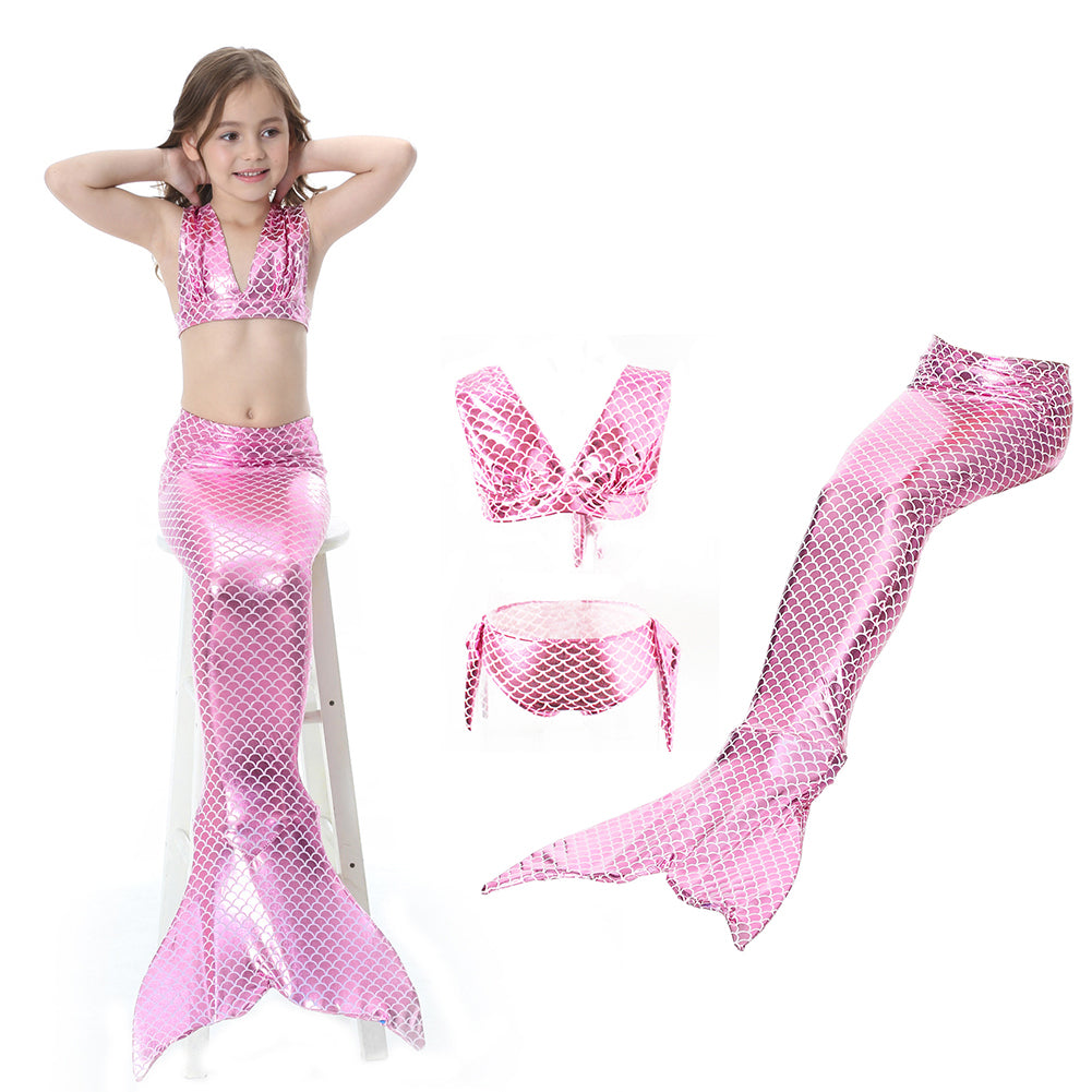 Little Girls Swimming Mermaid Tail Cosplay Swim Bikini Set Costume Sexy Swimwear